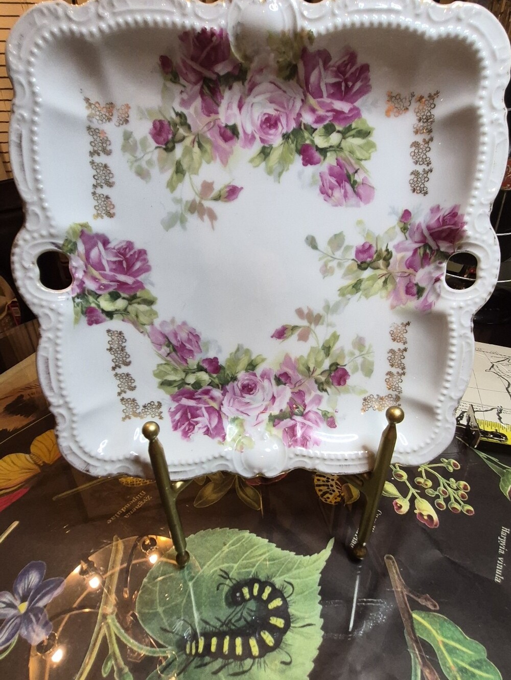 Pink Rose Porcelain Serving Platter - Elegant Floral Design